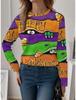 Fashion Women's T shirt Tee Ombre Print Halloween Casual Holiday Fashion Long Sleeve T-shirt O-Neck Yellow Sweatshirt Pullover