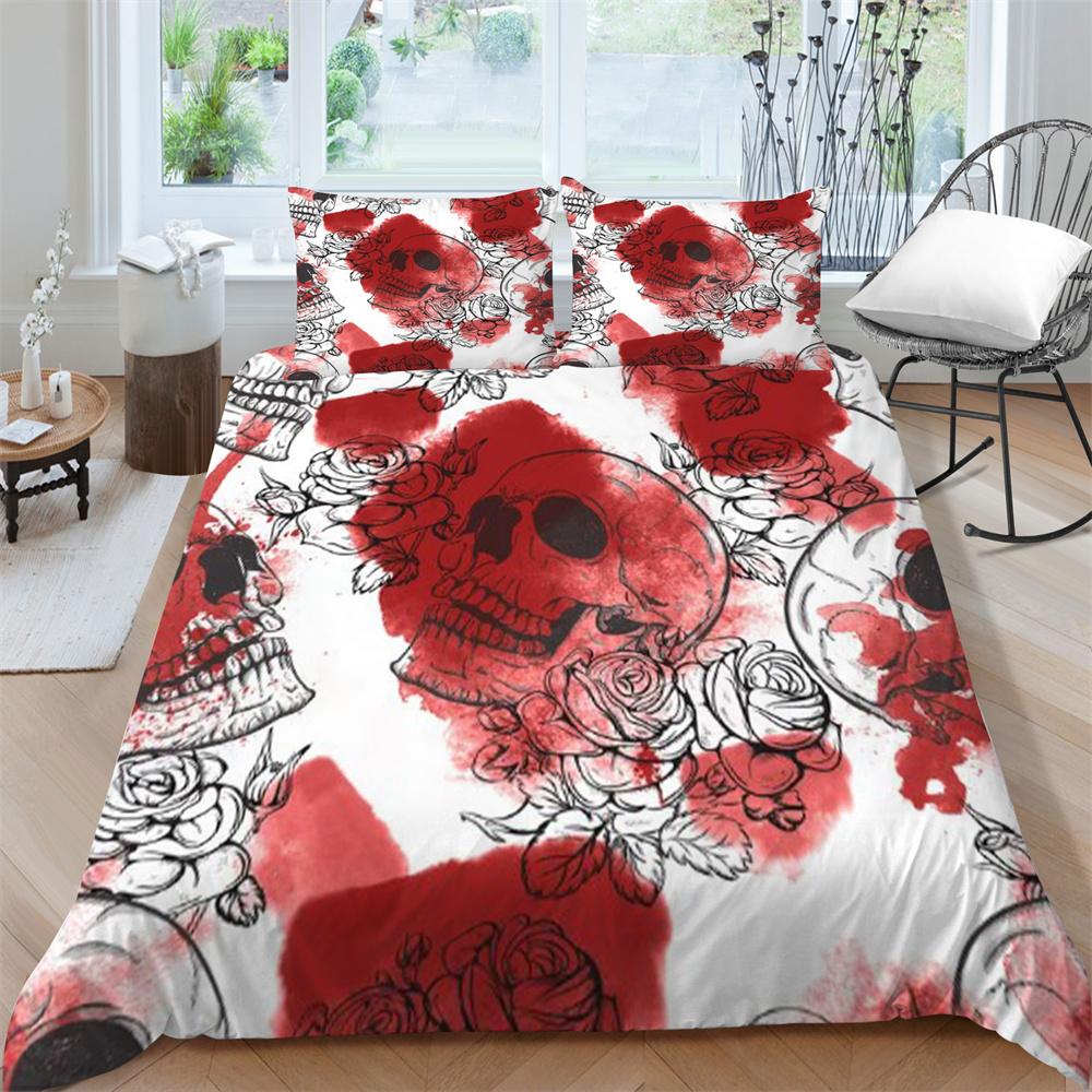 3D Skull Print Bed Suit Bedding Quilt Cover Home Bedclothes Kids Gift Microfiber Comforter Breathable Duvet Cover