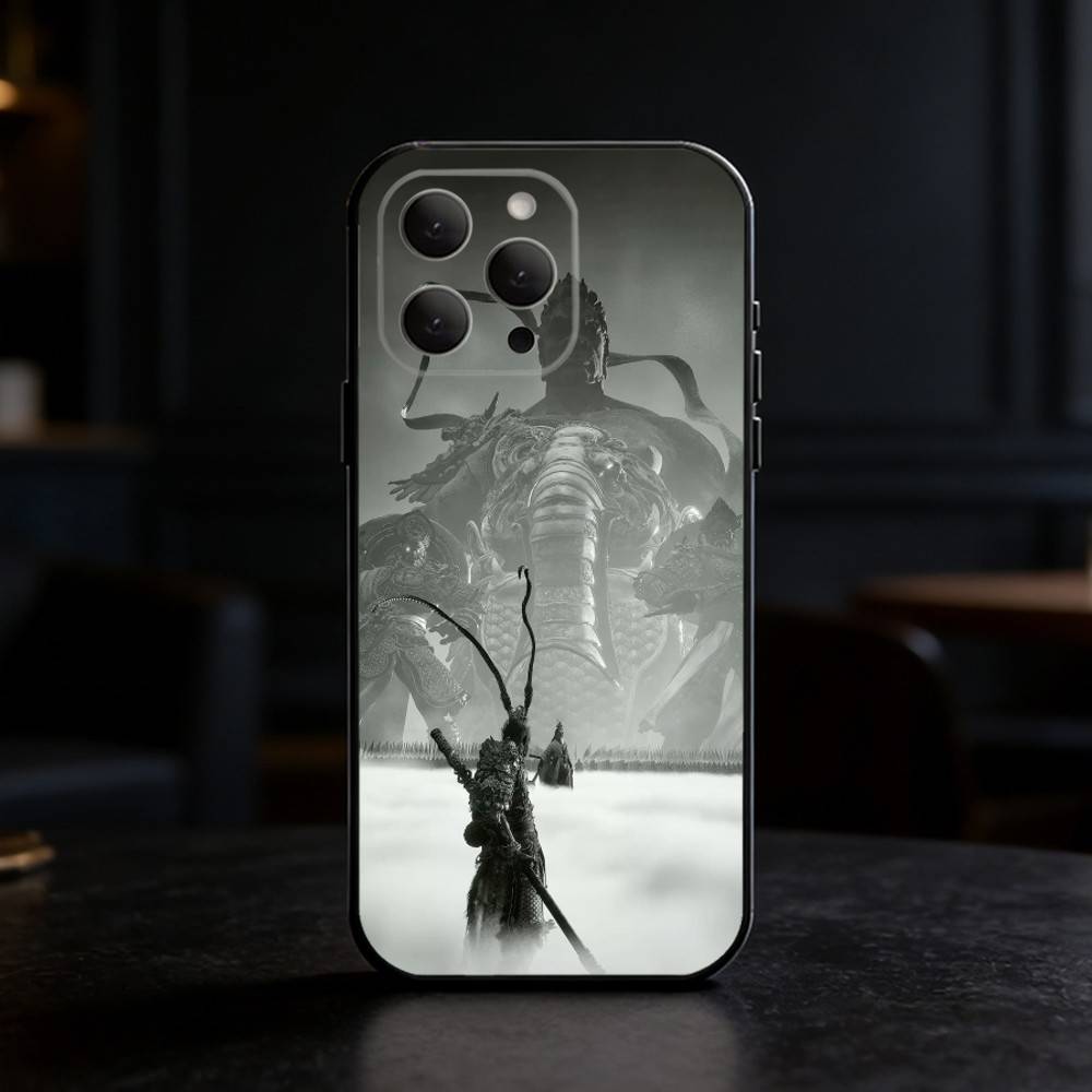 

B-Black Myth Wukong Phone Case For iPhone 17,16,15,14,13,12,11 Plus,Pro,Max,Mini Silicone black Soft Cover iPhone11PROMAX