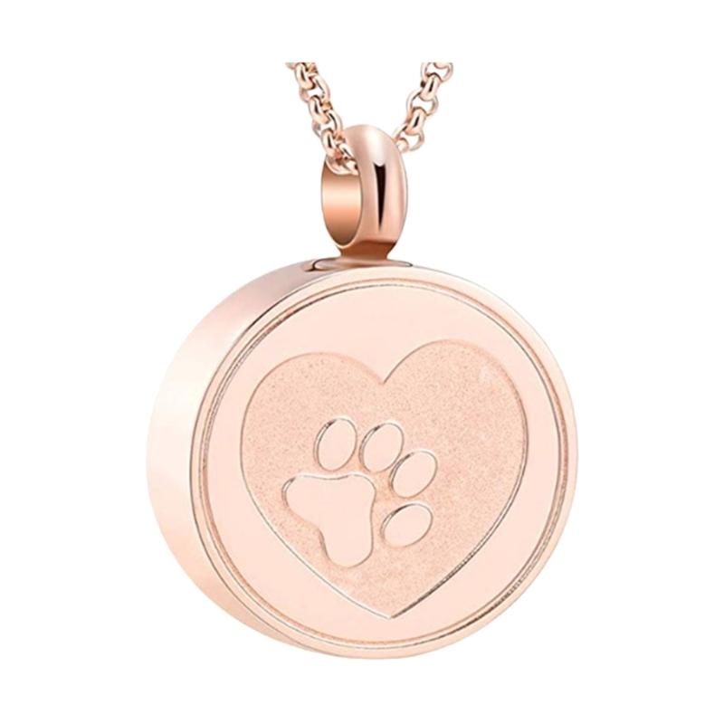 Stainless Steel Pet Paws Print Memorial Necklace Lockets With Cremation Ashes Furs Container For Pet Loss Remembrances