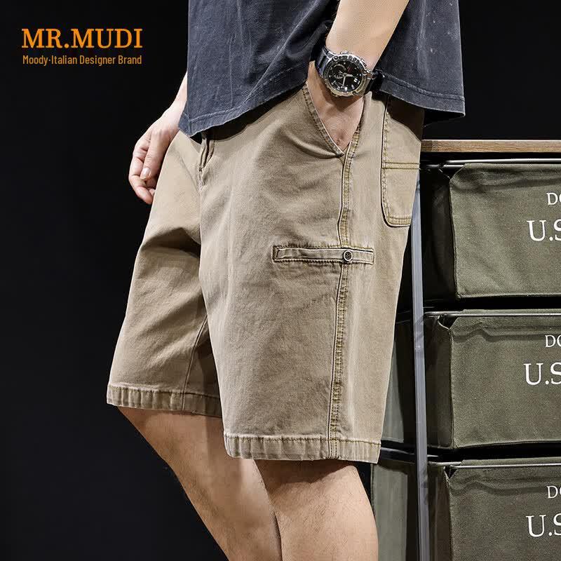 MR.MUDI Men s Washed Denim Shorts 40 хаки
