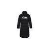 Li Ning Logo Solid Color Long Hooded Down Jacket Winter Men Outerwear Black AYMR365-1