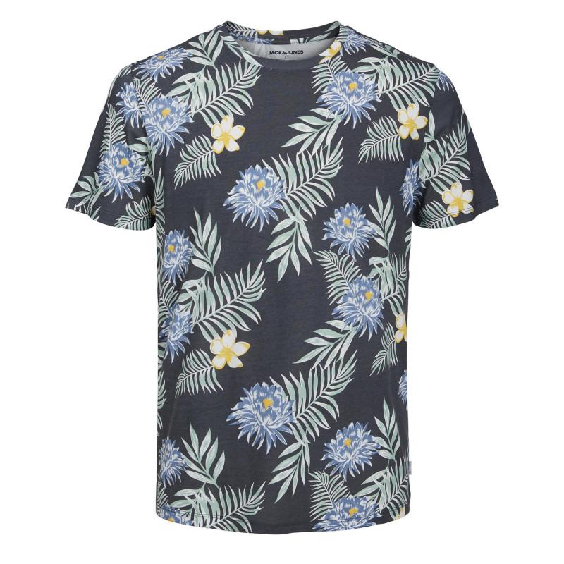

Синяя хлопковая футболка с короткими рукавами и принтом Kids JACK & JONES