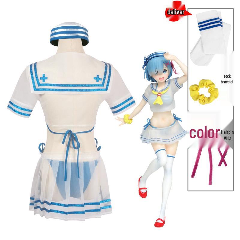 Zero To One Rem Sailor Suit Swimsuit Cosplay Set