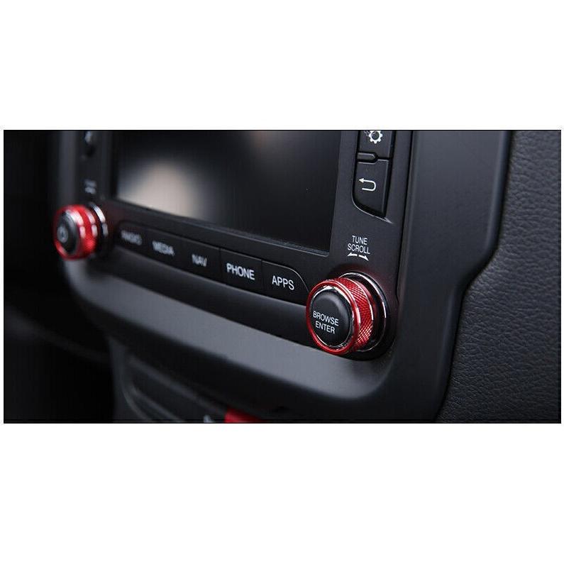 For Jeep Renegade 2015-2017 Red Alloy Center Console Volume Switch Knob Ring 2pc