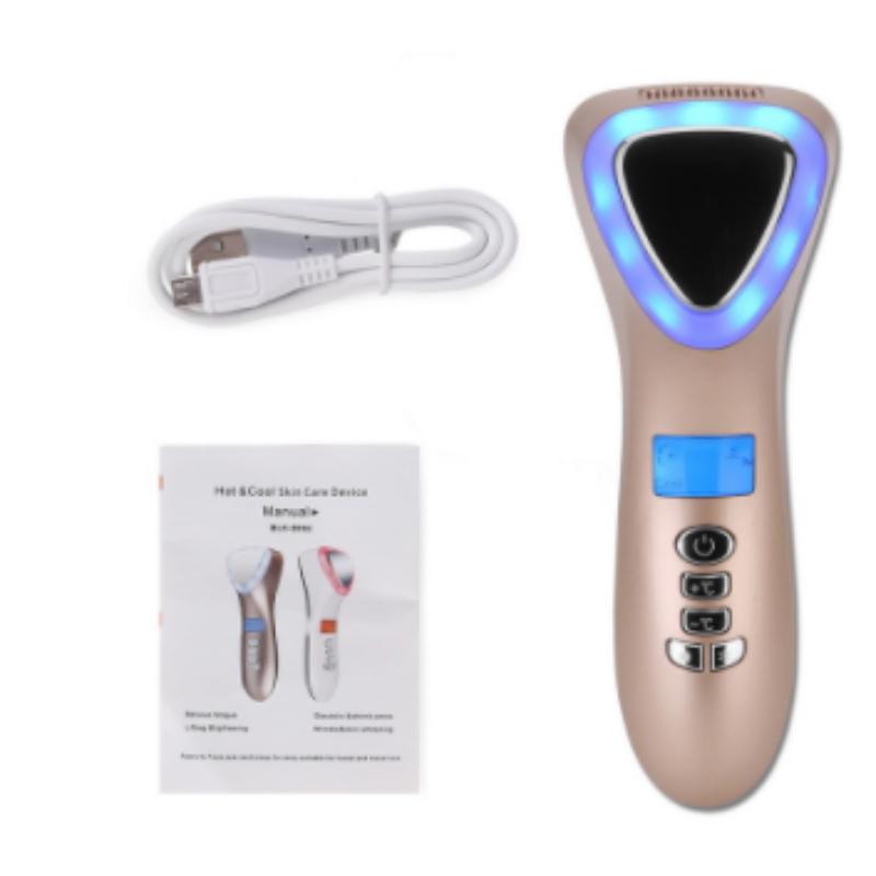 1000mAh Multifunction LED Hot Cold Hammer Ultrasonic Cryotherapy Facial Lifting Vibration Massager Face Body Spa Ion Beauty Instrument