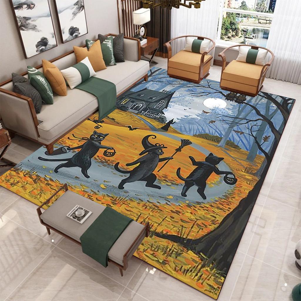 Cartoon Cat Pattern Carpet Mat Large Carpet Decoration Room Living Room Bedroom Household Floor Mat Handsome Mage Cat Carpet