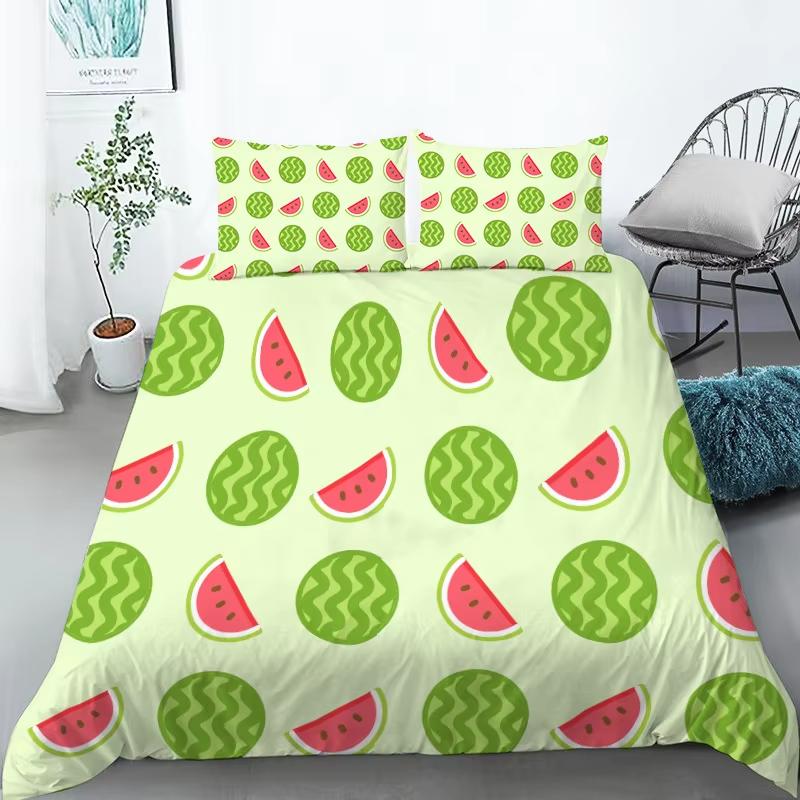 Kawaii Fruit Bedding Set For Kids Adults Bedroom Decor Lemon Watermelon Print Duvet Cover Set Twin Full Queen King Quilt Cover