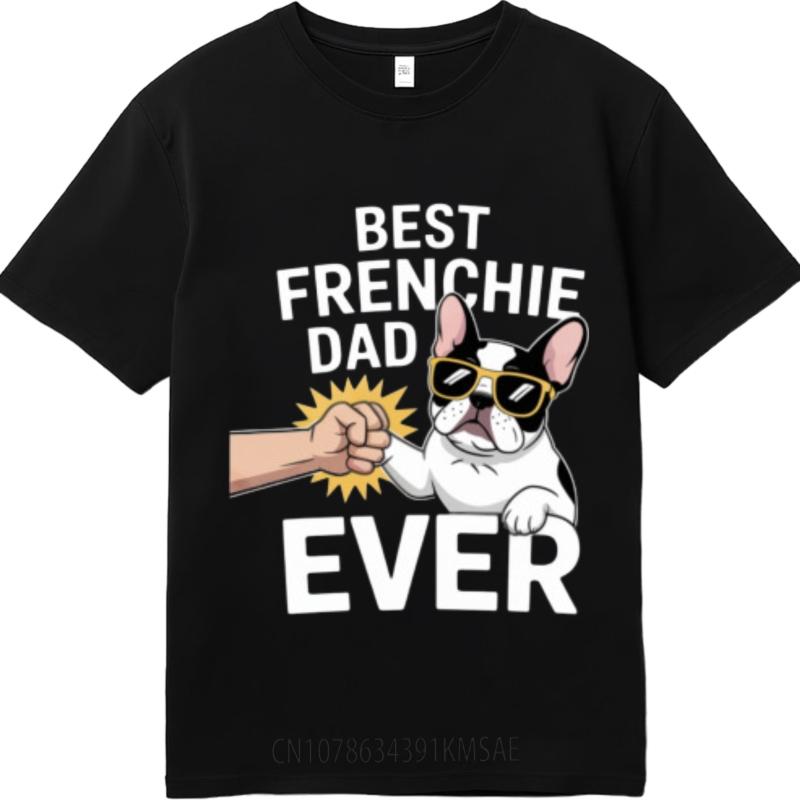 Fashion Tshirt Solid Color For her summer tshirt Streetwear Best Frenchie Dad Ever With Dog And Fist Bump Hiphop For her tops