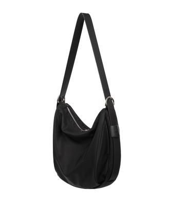Alyss Slotted Belted Nylon Hobo Crossbody Bag [Black]