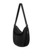 Alyss Slotted Belted Nylon Hobo Crossbody Bag [Black]