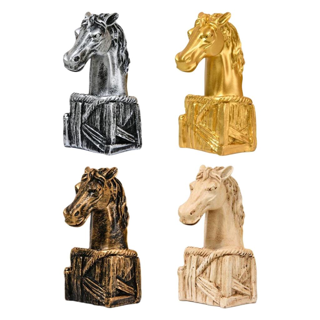 Resin Horse Head Ornament Animal Figurine Elegant Tabletop Sculpture for Office Desktop Aesthetic Room Decoration