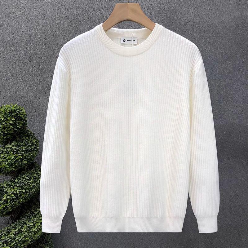 

Men s Trendy Apricot Knit Sweater - Versatile Base Layer in White & Light Gray M (95-115 Jin) білий