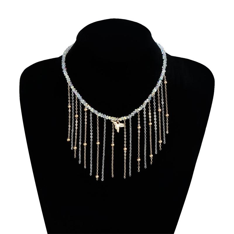 

2025 Simple Gold Silver Color Chain Choker Necklace Starfish Long Beads Tassel Chocker Necklaces For Women Collar Collier