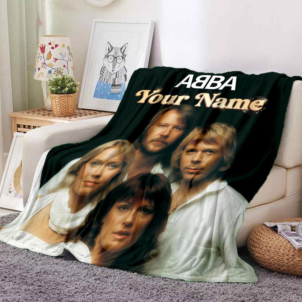 1PC Abba Custom Name Patterned Flannel Blanket Suitable For All Seasons For Home Decor Warmth And Comfort Gifts Holiday Present