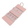 Travel Jewelry Bag Roll PU Leather Roll Up Jewelry Pouch with Multiple Pockets Pink