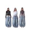 Womens High-Waisted Wide Leg Jogger Pants Loose Fit Street Style Cotton Blend Casual Trousers