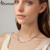 BAMOER Purple Crystal Necklace Colorful Transparent Basic Beads Chain for Women Teens Stacking Jewelry 925 Silver