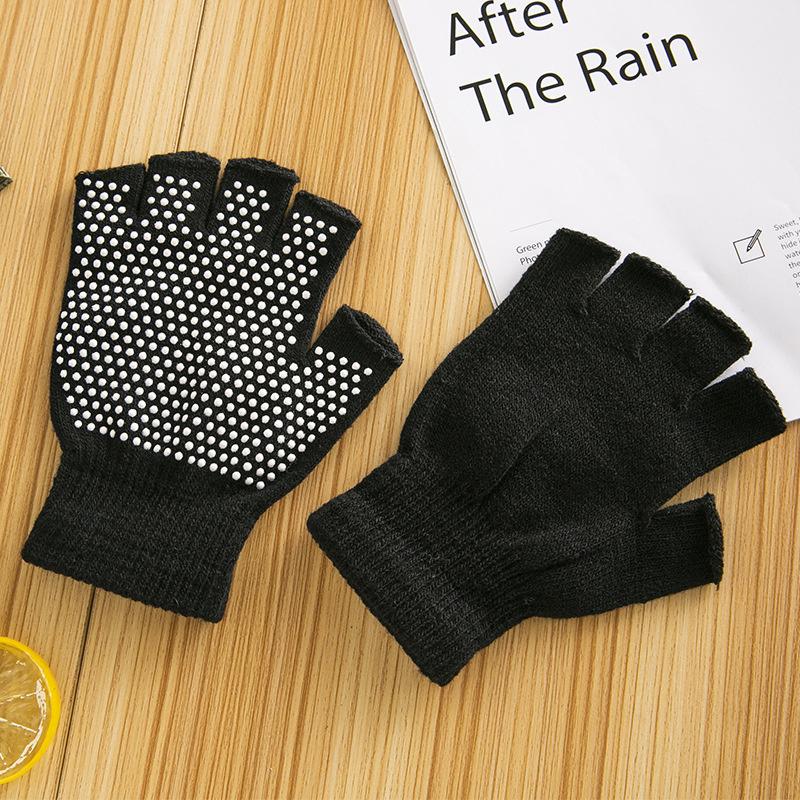 1Pair Women Men Yoga Gloves  Pilates Indoor Dance Fitness Training Half-Finger Gloves Anti-Slip Warm Open-Fingered Gloves