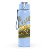 1PC Small Trees On Green Meadow Hill Print 750ml Color Plastic Sports Water Bottle Leakproof Flip Straw Lid Suitable for Sports Office Home Use