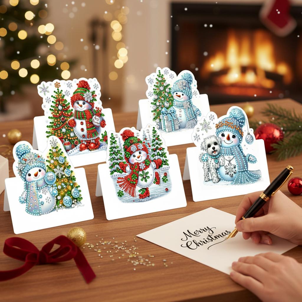 6Pcs Christmas Birthday DIY Diamond Painting Greeting Card Kit with Envelopes for Beginner Adult Birthday Holiday Blessing
