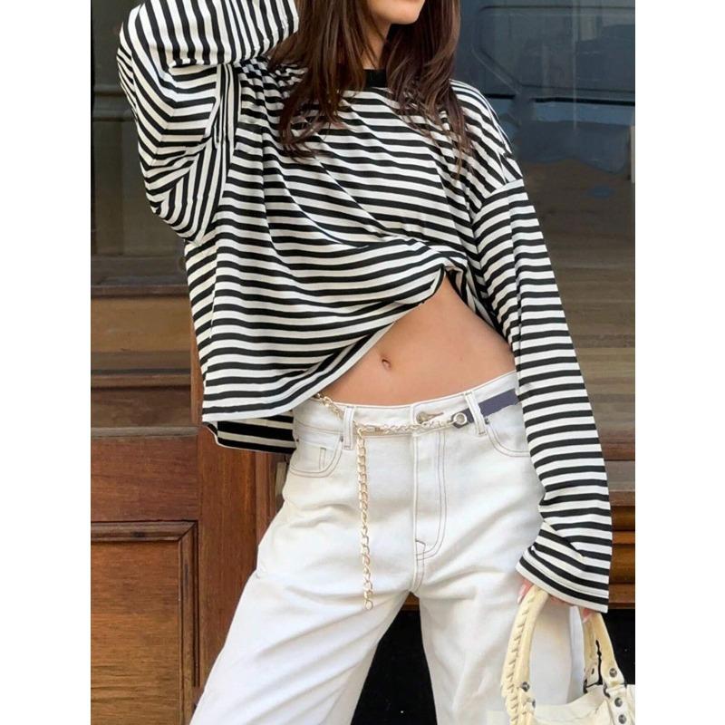 IHUASU Women's Fashion Casual O-Neck Long Sleeve Blouses & Shirts