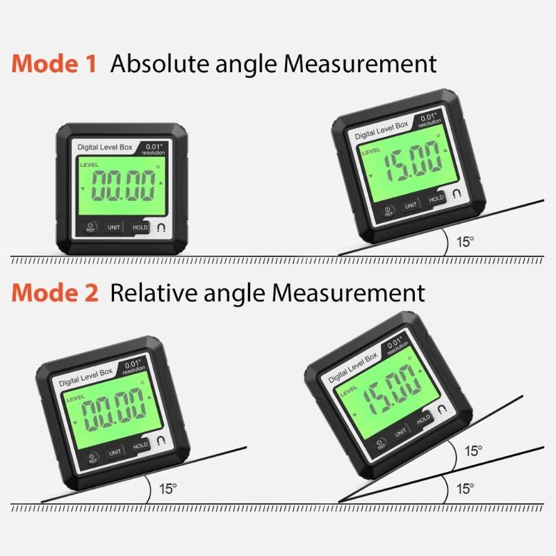 Digital Angle Finder Inclinometer Level Gauges High Accuracy 360 Measurement Magnetic Base ABS Construction for Home