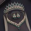 Baroque Blue Crystal Bridal Jewelry Sets for Women Tiaras Crown Earrings Necklace Sets Bride Wedding Dress Dubai Jewelry Set