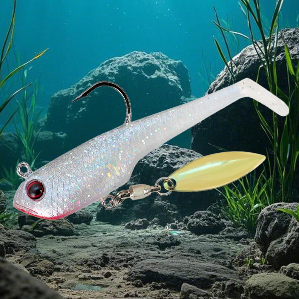 6pcs Spin Spoon Sequins Artificial Baits Jig Head Wobblers Swimbait T Tail Soft Baits for Trout Bass Fishing