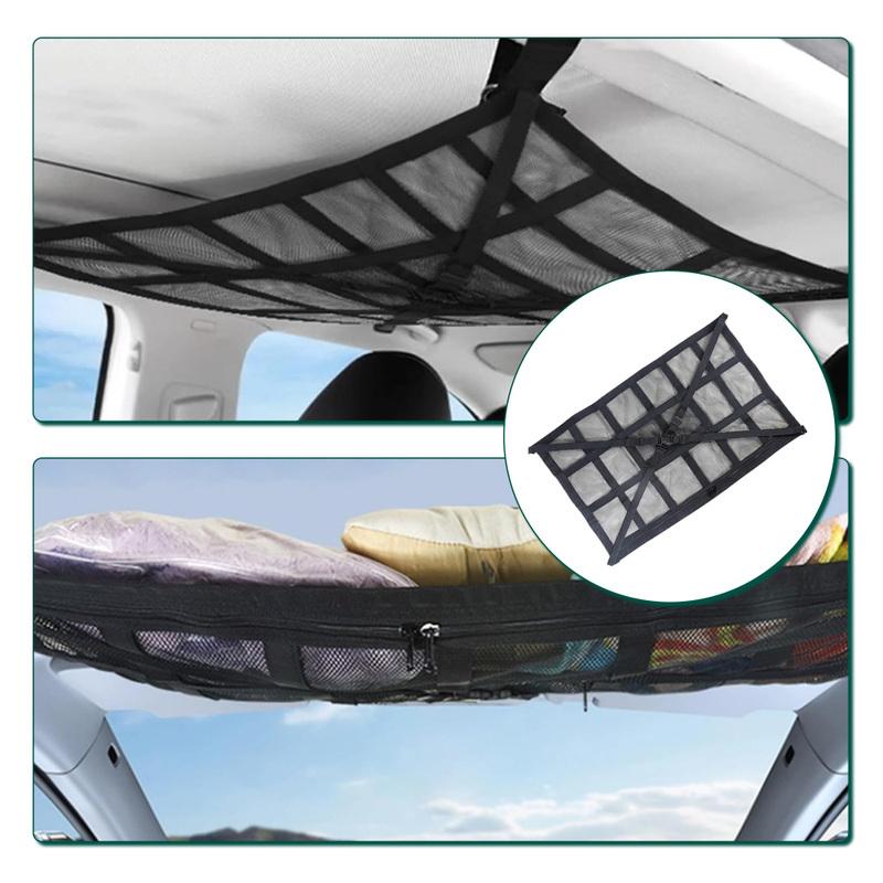 Universal Car Storage Box Breathable Roof Top Stowing Tidying Car Ceiling Cargo Net Strong Load-Bearing Mesh 35.4 x 25.6 inch