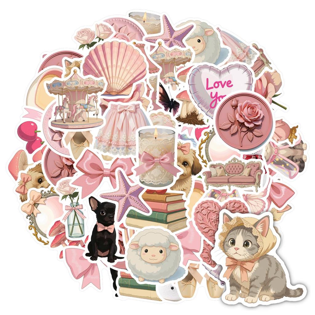 35pcs Whimsical Bow Stickers Romantic Romantic Stationery Stickers Stickers For Suitcase Fridge Phone Luggage Laptop
