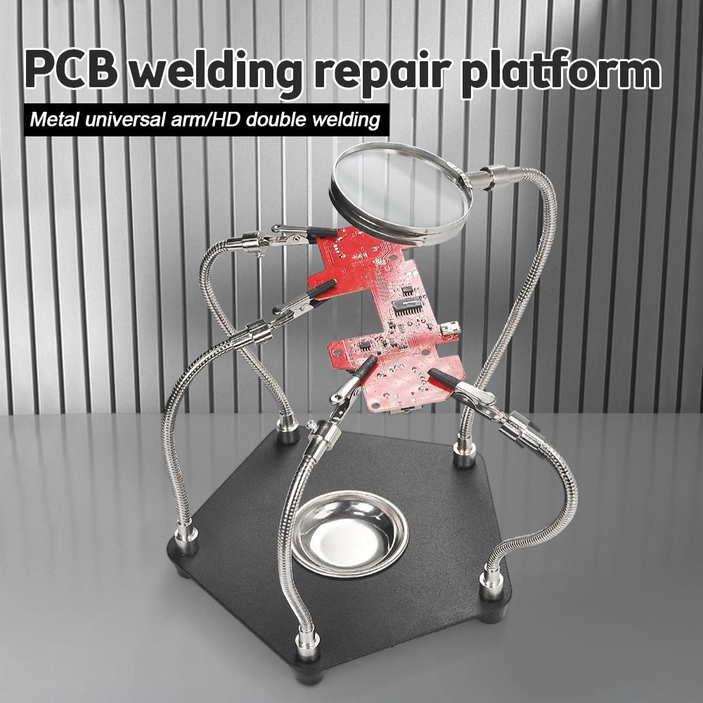 Table Soldering Helping Hands with Alligator clip Magnifier For PCB Board Weld Repair Soldering Station Third Hand Tool