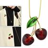 Colar com Pingente de Cereja Colar Corrente para Suéter Acessório de Moda Textura de Cristal Artificial Presente para Mulheres da Moda