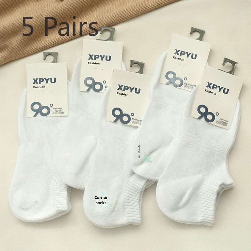 5 Pairs of Men's Spring and Summer Breathable and Non Falling Heel Socks