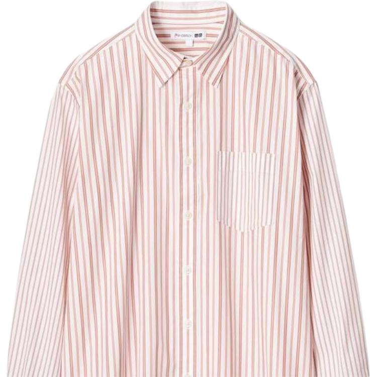 UNIQLO JW Anderson Collaboration Striped Pointed Collar Button Long Sleeve Shirt Men shirts Pink 466939-12