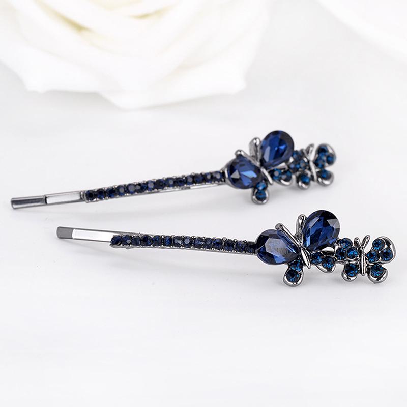 

1Pair Style Double Butterfly Hairpin Hairwear Accessories Sparkling Hair Clips Metal Jewelry