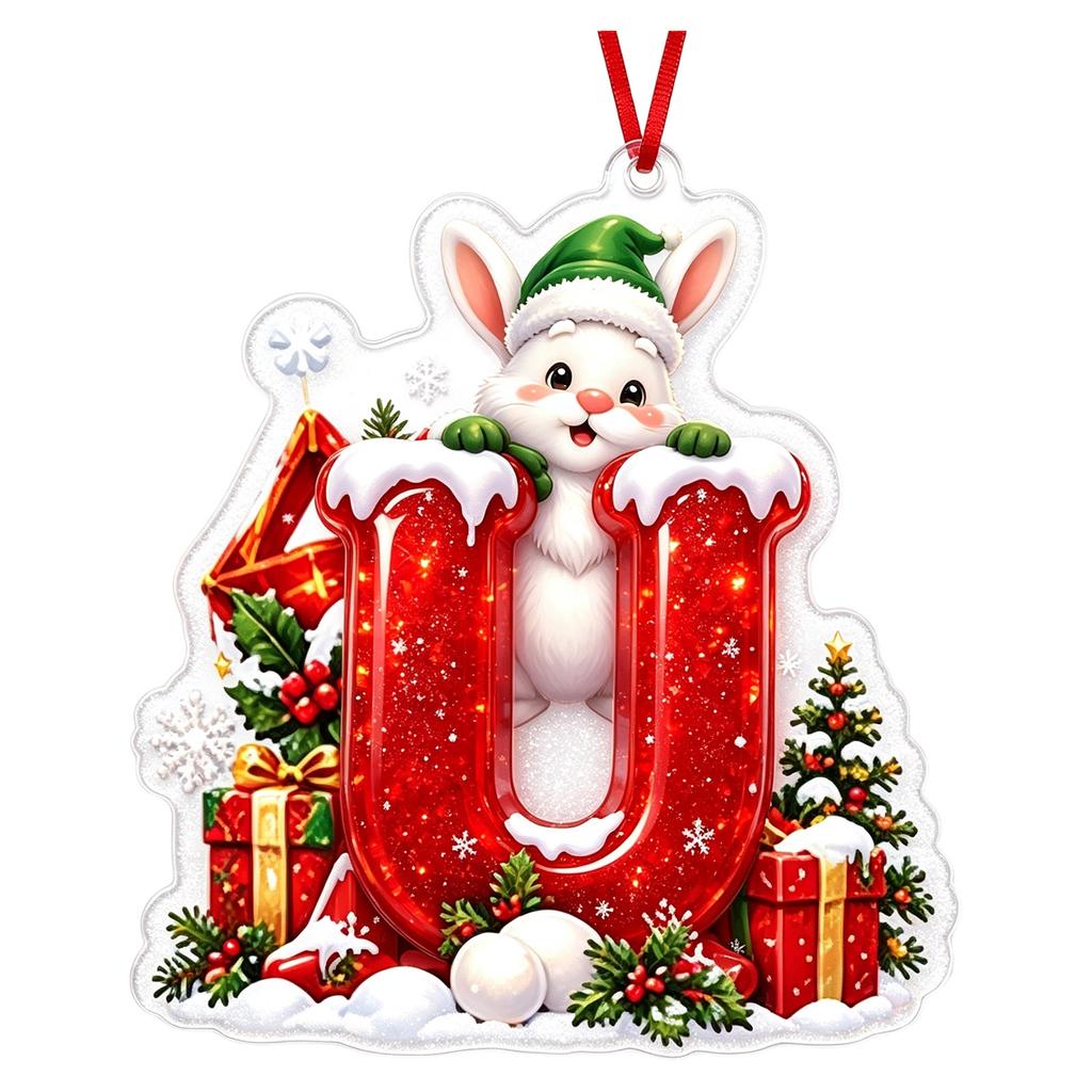 Christmas Acrylic Hanging Ornament, Red Snow Scene Letter Design, 2D Flat Decoration for Christmas Tree and Home Holiday Decor