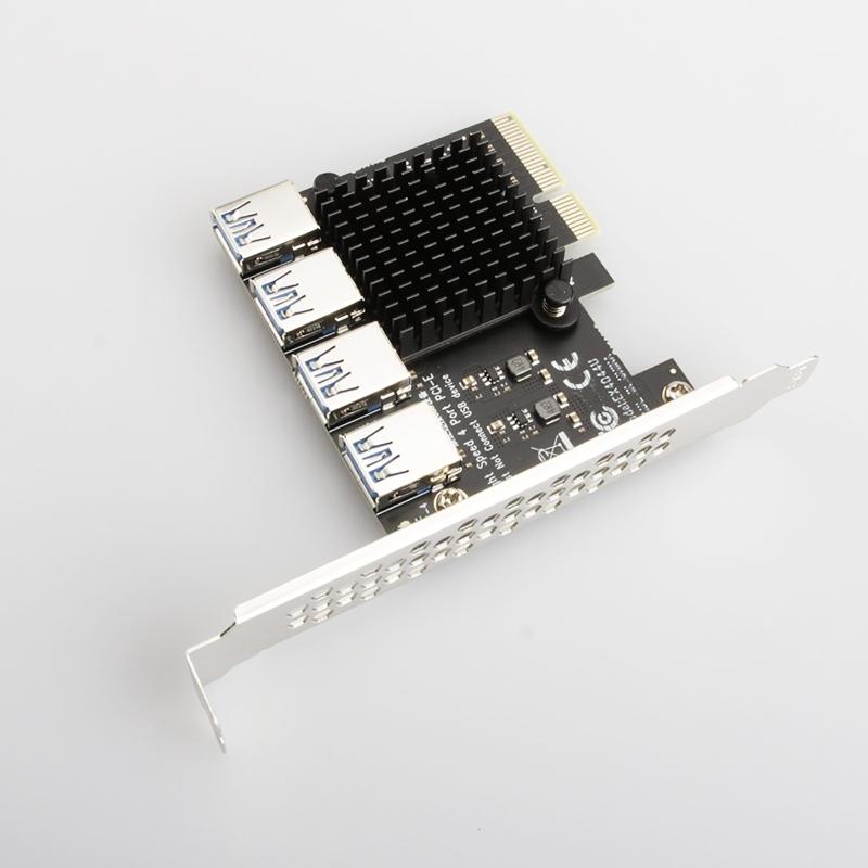 20Gbps PCI-E 4X 1 na 4 USB 3.0 r pro Těžbu Miner Multiplikátor Rozšiřující Karta Stolní Počítač nabídka Adaptér