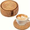 6pcs Handmade Wicker Coaster Tea Cup Pad Teapot Pad Clay Pot Pad Western Dining Pad Heat-resistant Table Mat