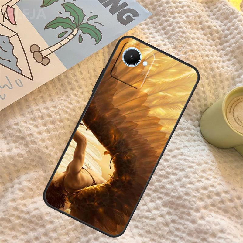 Fallen Angel Wings Art Case For Realme C67 C63 C55 C51 C75 C61 C53 C35 C65 C71 11 12 13 14 15 Pro Plus GT6 GT7 Pro
