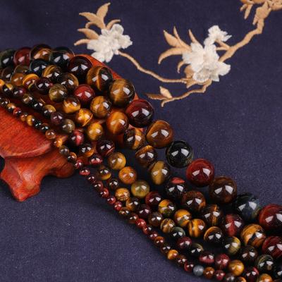 Brown Tiger Eye Round Beads, 4-12mm Natural Stone 15” Strand for DIY Bracelet Necklace