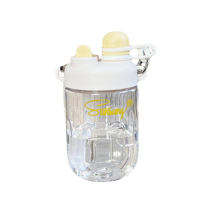 Water bottle new Korean version large capacity plastic cup double drink straw cup cute accompanying water cup girl