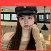 Vintage Navy Style Beret With Wool Blend Fabric And Windproof Features For Women