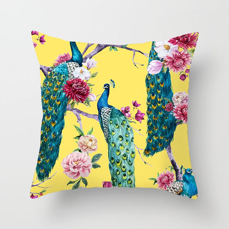 New Chinese Style Classical Peacock Feather Pattern Pillowcase Car Bedroom Living Room Cushion New Chinese Style