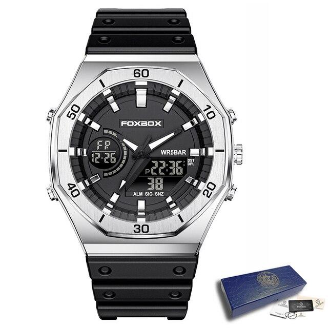 

New Dual Display Watches For Men Casual Sports Chronograph Quartz Big Dial Wrist Watch Silicone Waterproof Digital Clock
