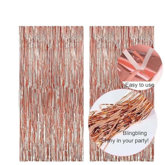 Rose Gold Birthday Flag Balloon Set Party Decorative Pendant, Rose Gold Rain Curtain Birthday Set