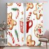 2pcs,2D Plane Printing Curtain Fabric Christmas Cookie Hot Cocoa (2) Versatile Fabric (without Rod) Festive Perfect for Study,