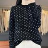 Dames Cardigan met Lange Mouwen van Wol – Knopen Rond Hals voor Herfst/Winter