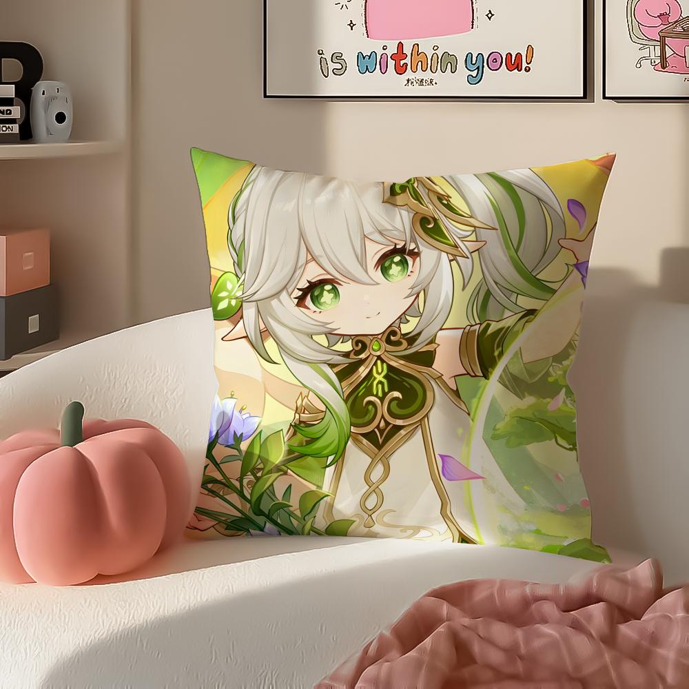 Genshin Nahida Cushion Cover Pillowcase Short Plush Invisible zipper Room Sofa Cushion Cover