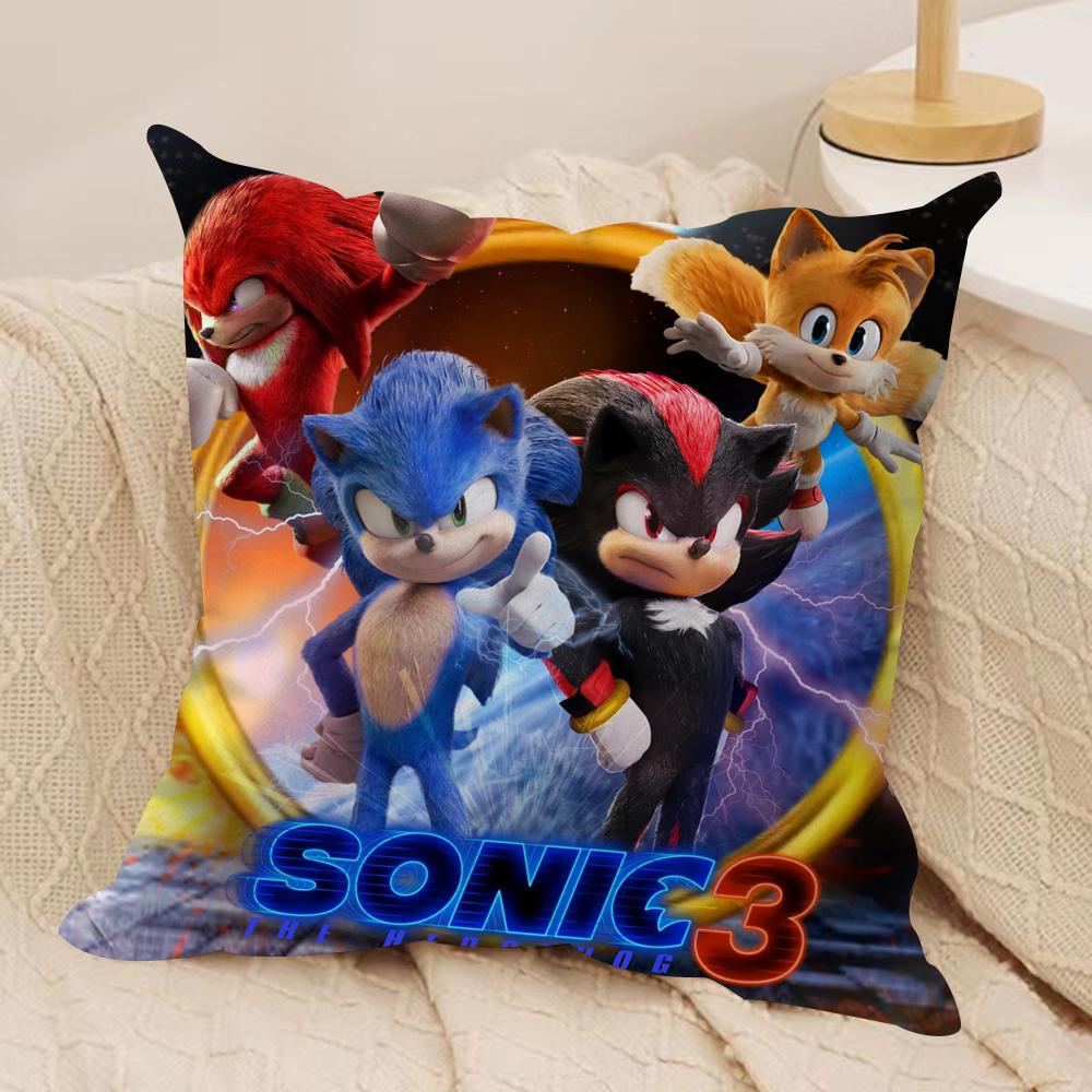 

SSonic Anime Cool Cushion Cover Silky Short Plush Invisible Zipper Dustproof Sofa Pillow Case For Home Decor 30x30cm